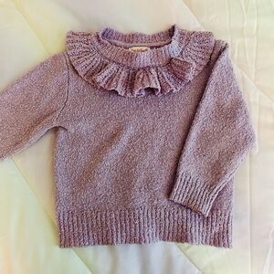 Cat & Jack Lavender Ruffle Sweater and Bear